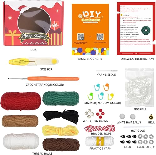 Miniatura 2 de LUCKY SNAIL Kit de ganchillo de Navidad para principiantes, kit de inicio de ganchillo para principiantes con tutoriales en video completo paso a
