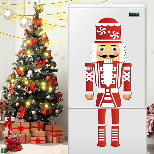 Imanes de cascanueces de Navidad para refrigerador, calcomanías magnéticas rojas para nevera, bonitos letreros divertidos de soldado, decoración