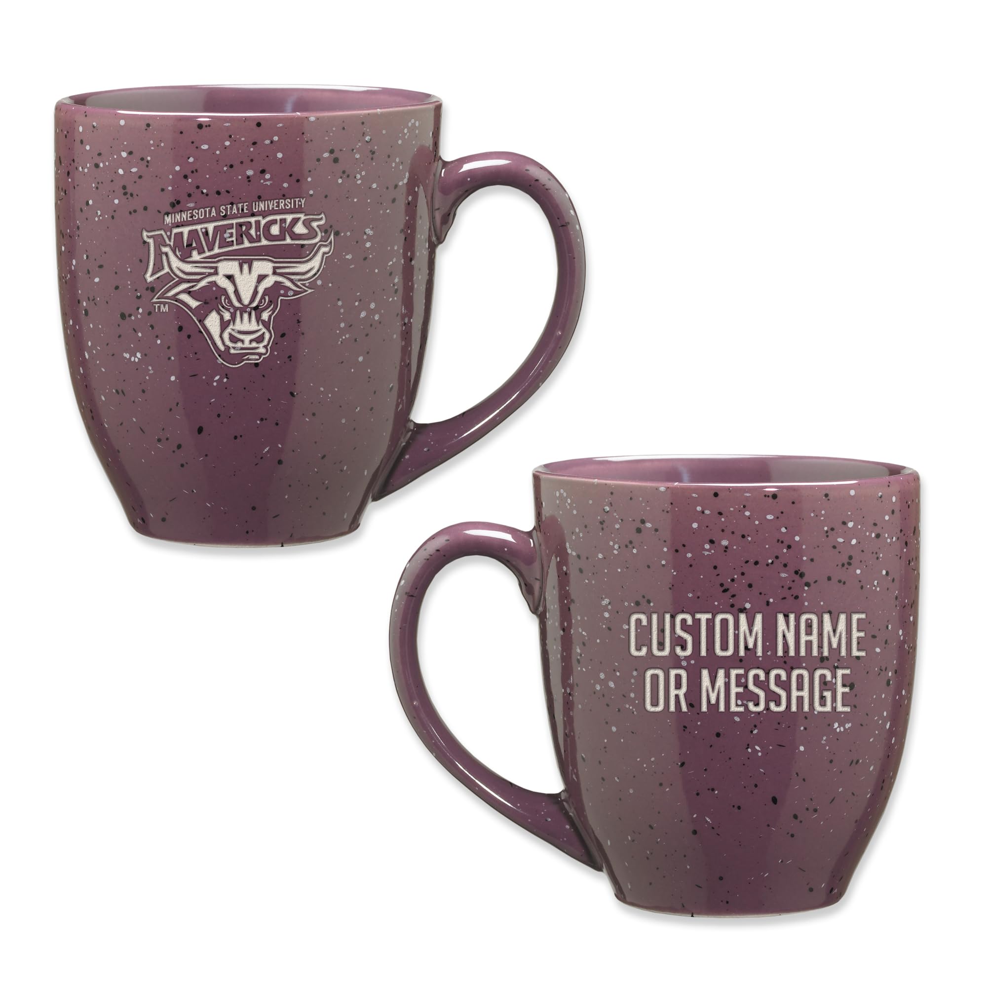 Rico Industries NCAA Minnesota State-Mankato Mavericks Purple Personalized 16 oz Team Color Laser Engraved Speckled Ceramic Coffee Mug