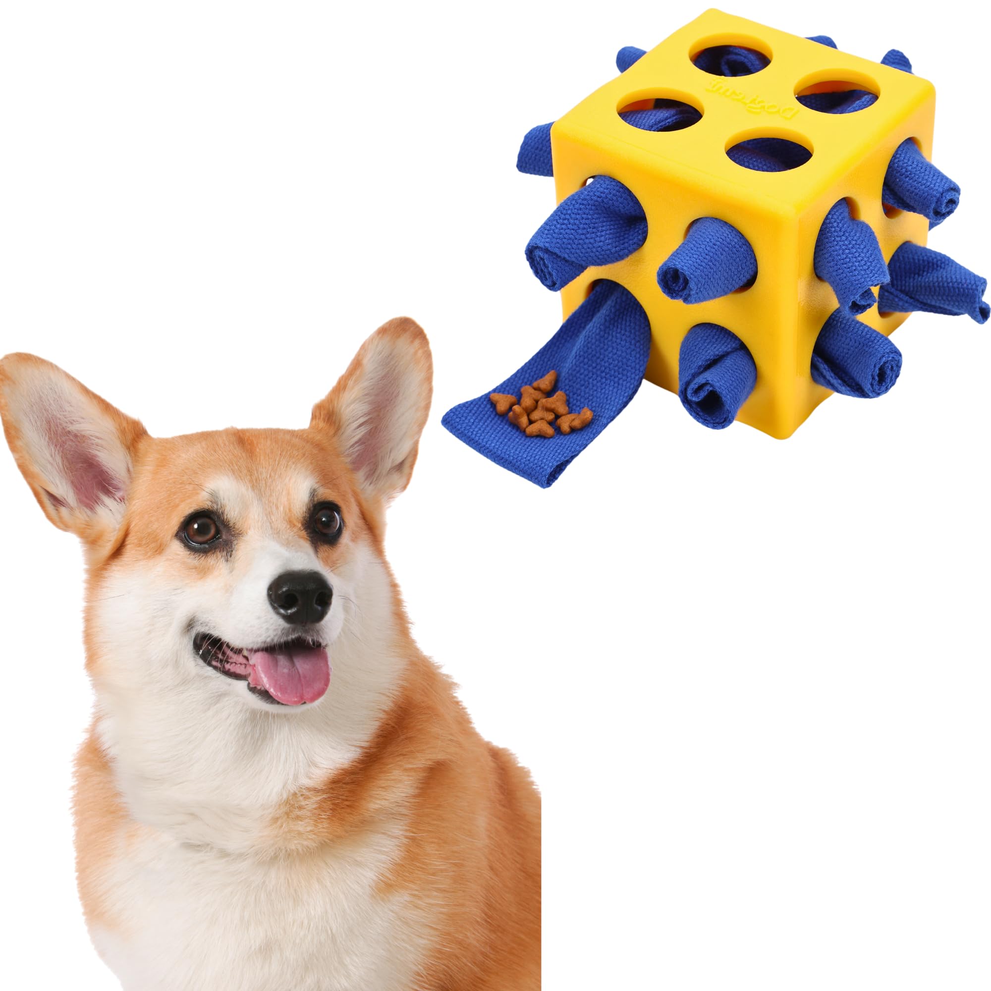 Fossa Dog Enrichment Puzzle Toy Interactive Snuffle Ball for Dogs Encourage Stimulation Food Foraging Skill Resistant Rope to