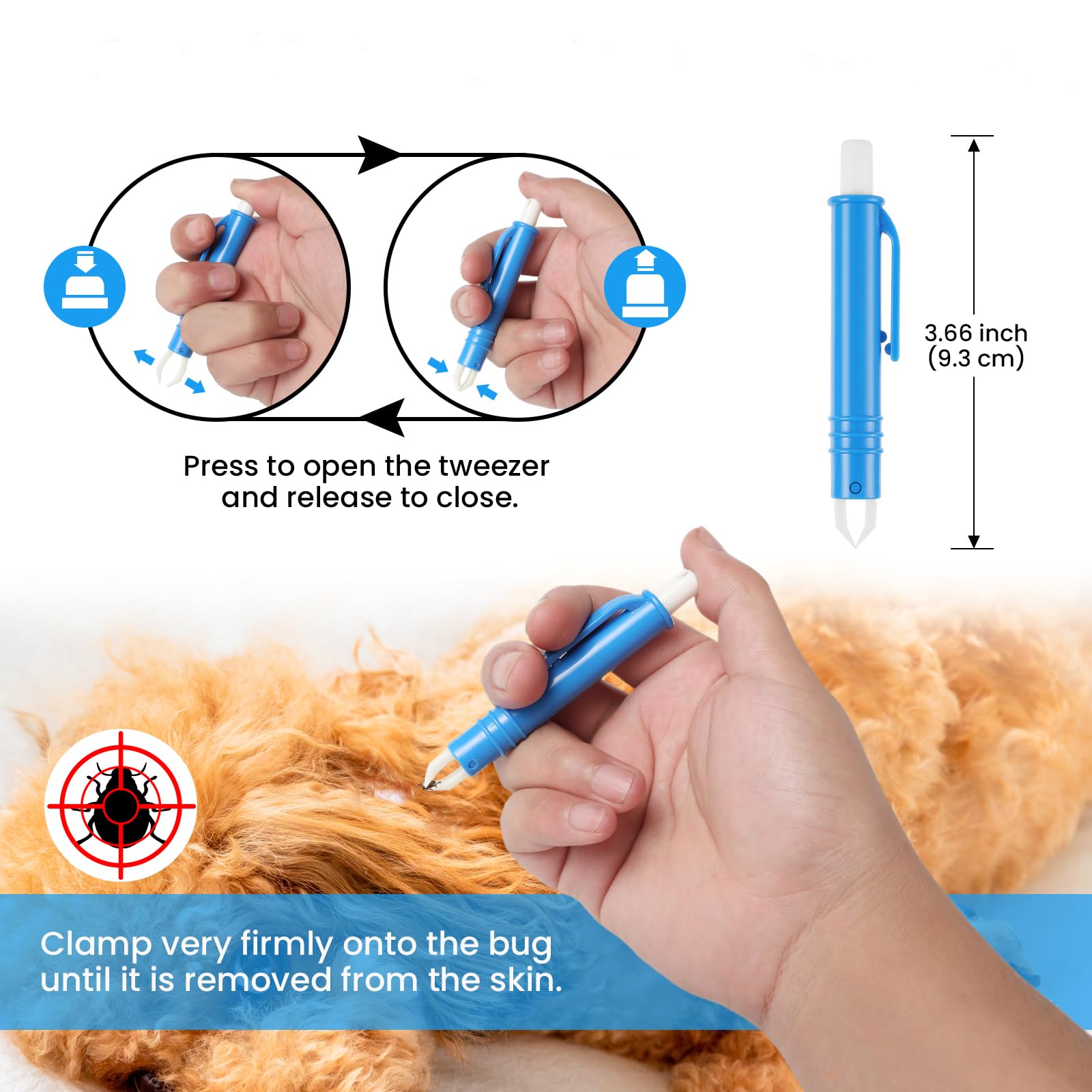 Accessoires Anti Tiques Pour Chiens et Chat,Accessoires Anti Tiques, Pince à Tiques,2 En 1 Crochet à Tiques En Acier Inoxydable,Tire Tique Pour Chiens Chat et Humanité,Supprime Les Tiques Facilement