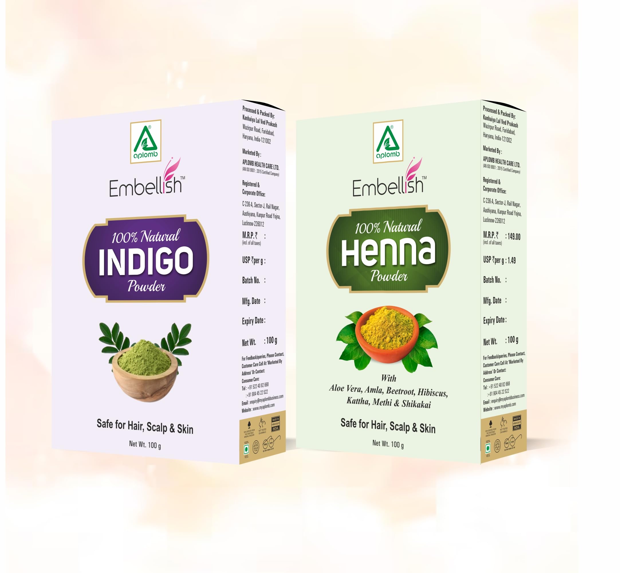 Aplomb Embellish 100% Pure and Natural Indigo Powder and Herbal Henna Powder Combo | Mehndi Powder | for Black Hair Colour | 100% Organic | 2 Packs of 100 gm each-picture-14