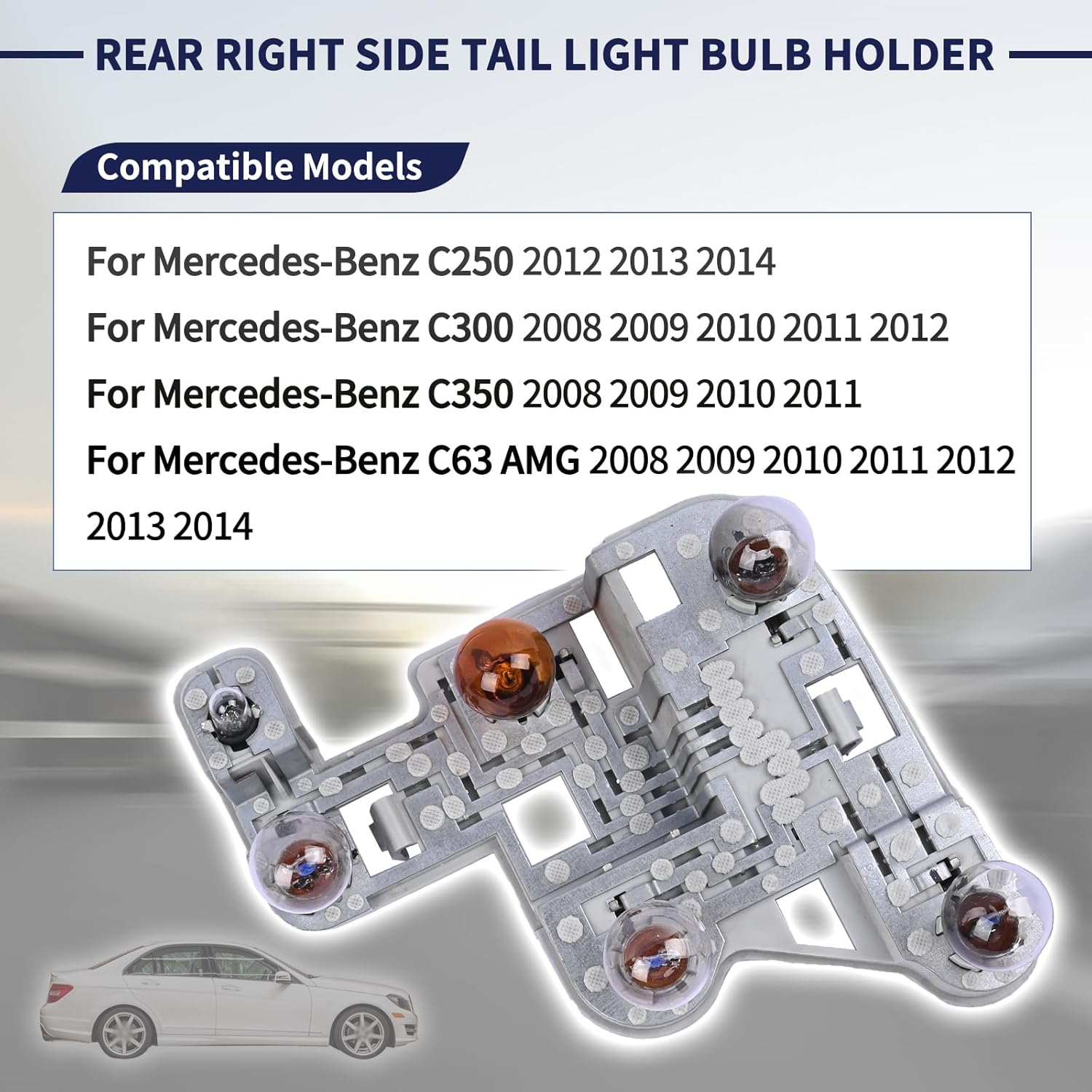 Rear Right Passenger Side Tail Light Lamp Bulb Socket Holder Compatible with Mercedes Benz W204 C-Class C250 C300 C350 C63 AMG 2008-2014 Replace 2048201600 204-820-16-00
