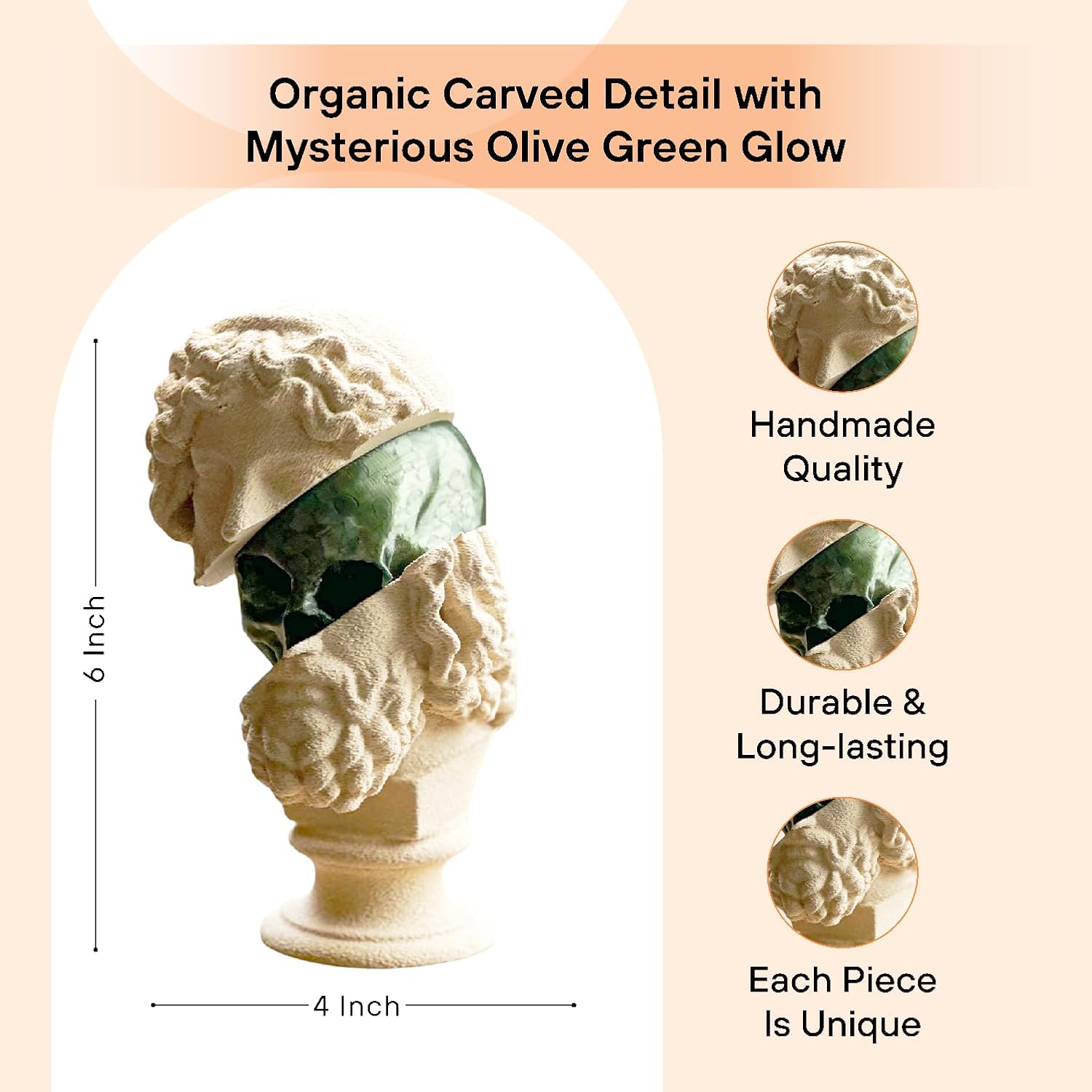 Skull of Insight Sculpture – 3D Printed Memento Mori Bust, Gothic Home Décor Statue, Modern Surreal Skull Art, Dark Academia Gift