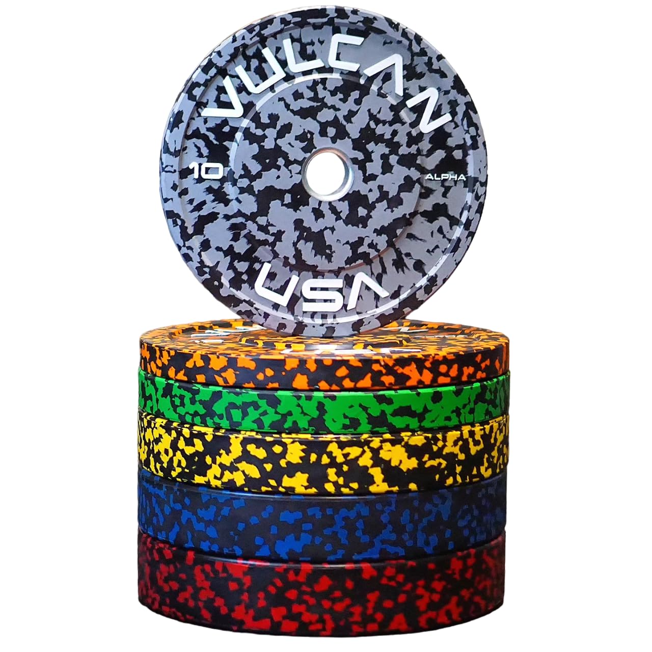 Vulcan Alpha Olympic Bumper Plates Pair – Enhanced Noise Reduction, Color-Coded Rubber Weightlifting Plates for Home Gym Equipment – Compatible with Standard IWF Olympic Bars