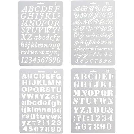 SET 4 STENCIL per lettere plastica da dipingere disegno pittura murale