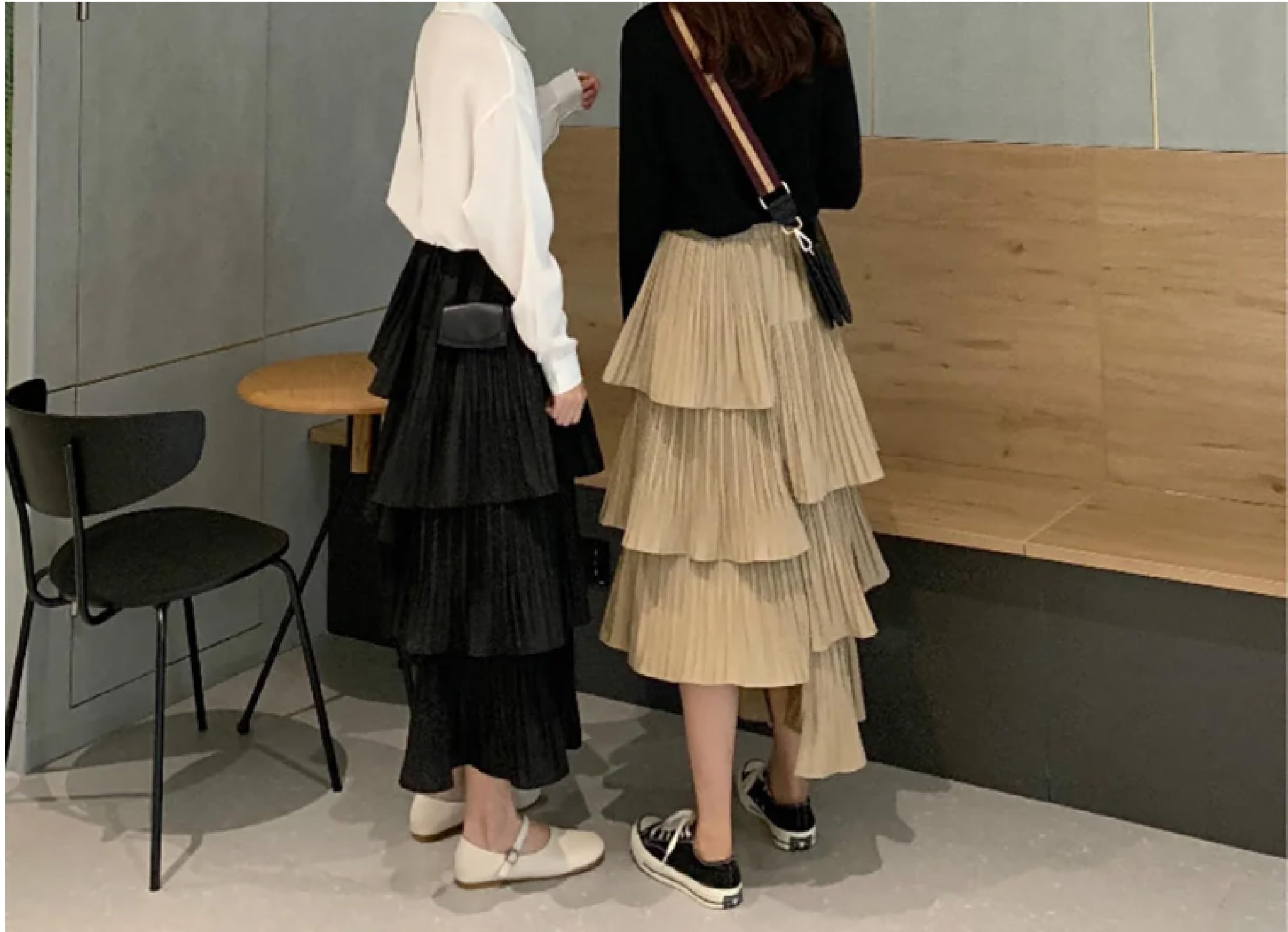 Faldas De Tubo Mujer De Las Mujeres Asimétricas con Gradas En Capas Falda Moda Alta Cintura Irregular Dobladillo Plisado Una Línea De Faldas Largas