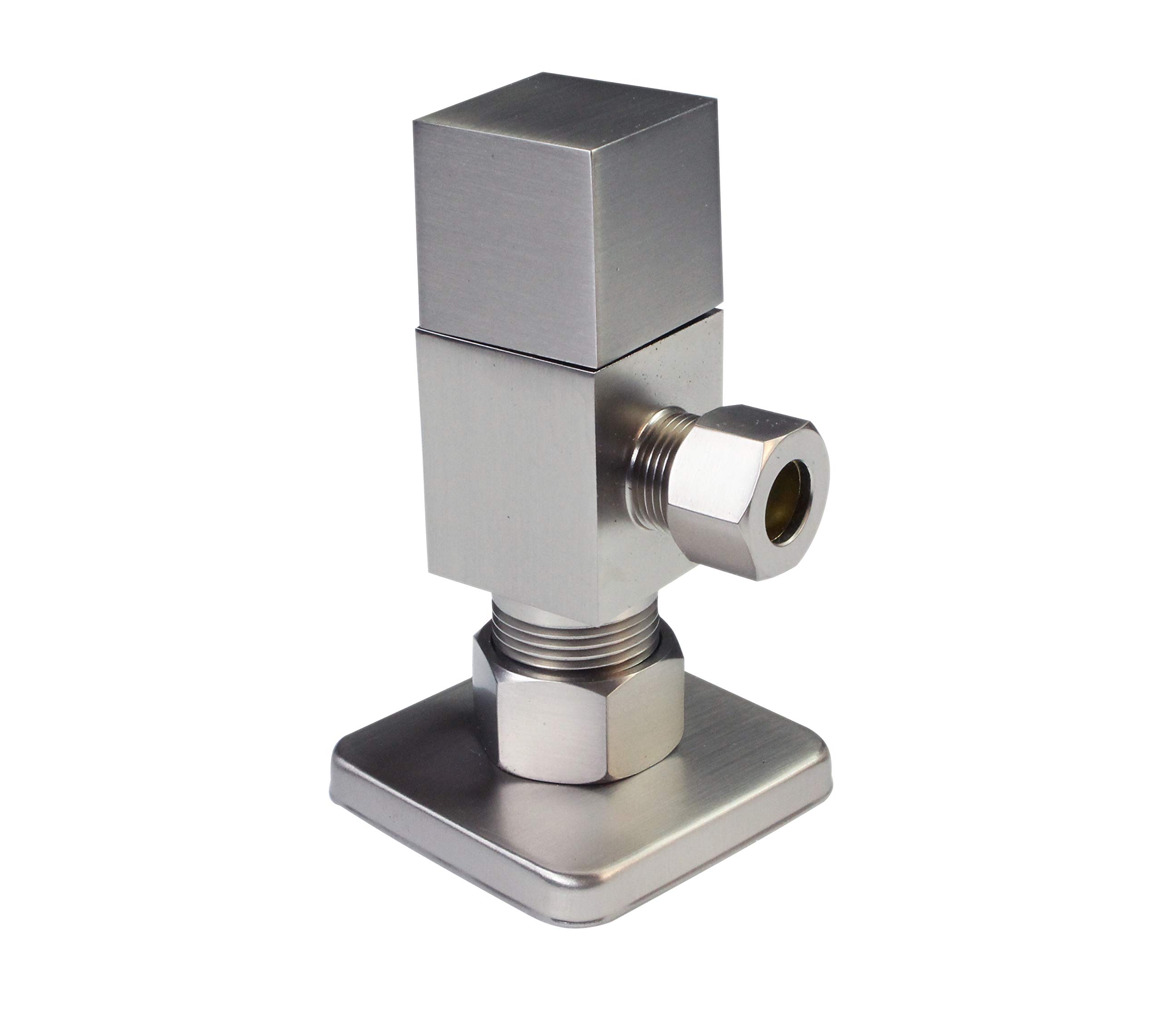 Westbrass D105QST-07 - Kit elevador de línea de suministro de inodoro de cabeza plana de 5/8 x 3/8 pulgadas de diámetro exterior x 20 pulgadas con mango cuadrado, tope de ángulo de giro de 1/4, níquel