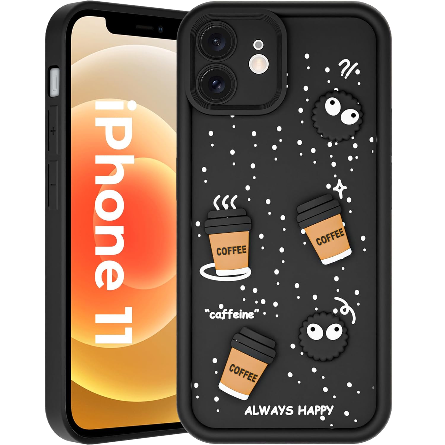 A rtistque Back Cover Case for iPhone 11 Cute Fun Cartoon 3D | Silicone Case | Camera Protection | Body Protection | Shock Proof Cover | iPhone 11 Cover Case – Black