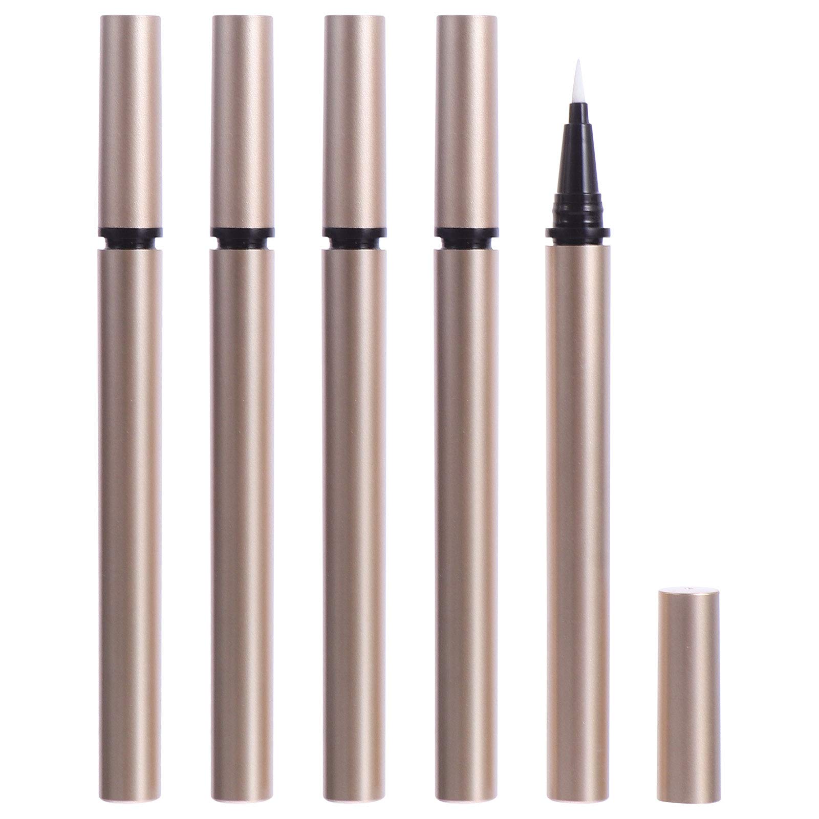 Healeved Set 5 Applicatori Penna Eyeliner Liquida da 1 Ml, Tubetti Vuoti Ricaricabili Coperchio Ermetico, per Trucco Occhi e Uso Professionale in Viaggio e Lavoro