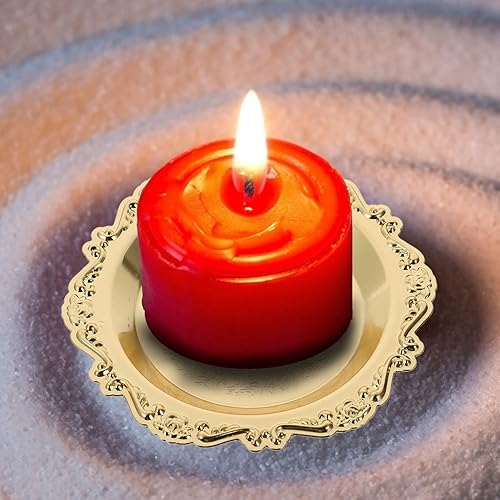 Miniatura 5 de Columna de metal vela bandeja de vela de mesa Bandeja de velas de adorno Base Adornos Contenedor Candelabro de hierro forjado Mesa de comedor