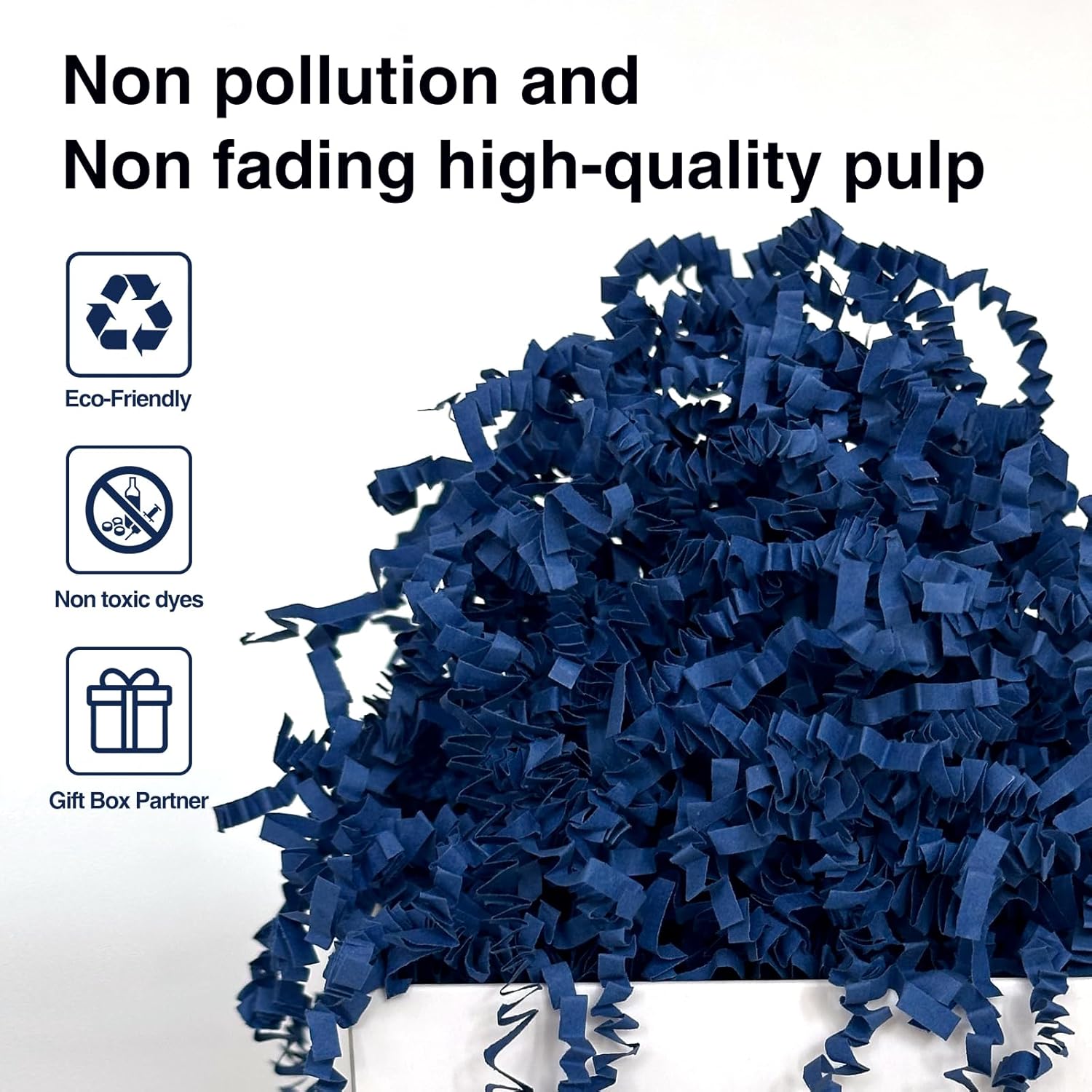 1LB Crinkle Cut Paper Shred Filler for Gift Box Bag and Basket On Father's Day(Navy Blue） - Image 3