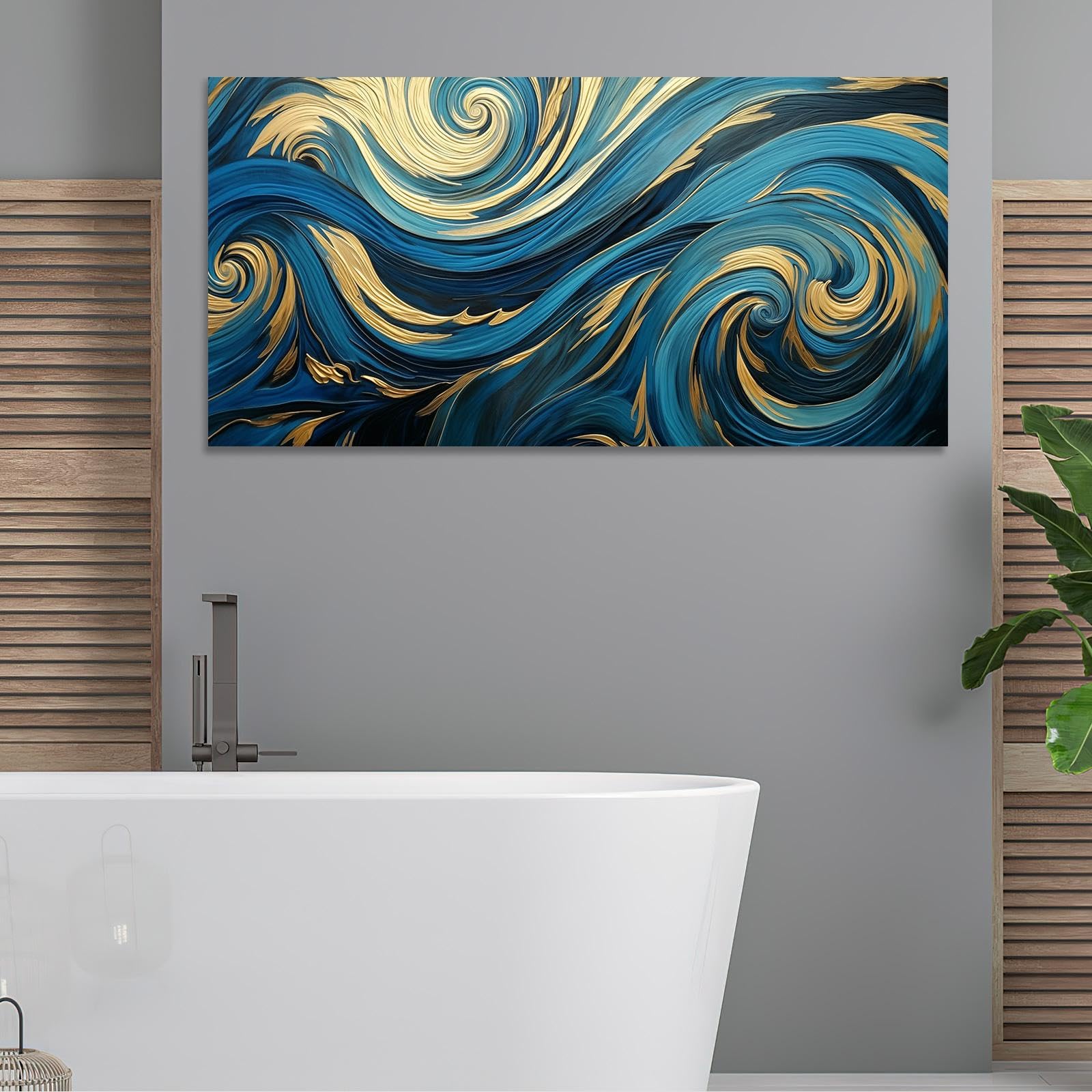 Large Abstract Wall Art Modern Artwork Cyan Blue Wall Decor