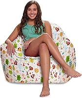 Vista 748 de Posh Creations Puf estructurado cómodo para jugar, leer y ver la televisión, Malibu Lounge, tela de lona para colorear, criaturas