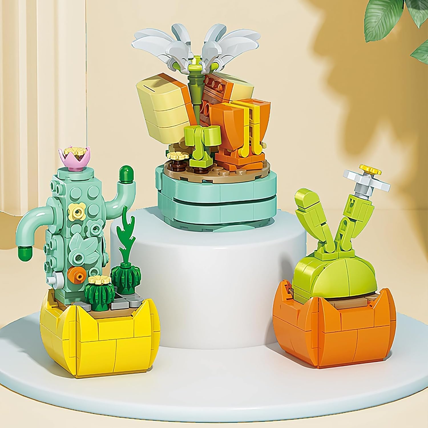 24 Pack Easter Gifts for Kids 6-12, Succulents Flower Bouquets Building Blocks with Gift Cards for School, Boy Girl Class Easter Egg Fillers Party Favors Exchange Gift Goodie Bag Basket Stuffers