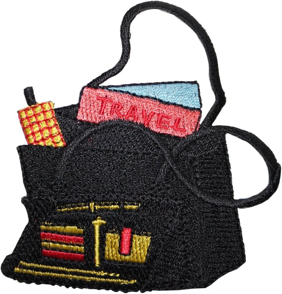 ID 8362 Black Travel Tote Bag Patch Purse Fashion