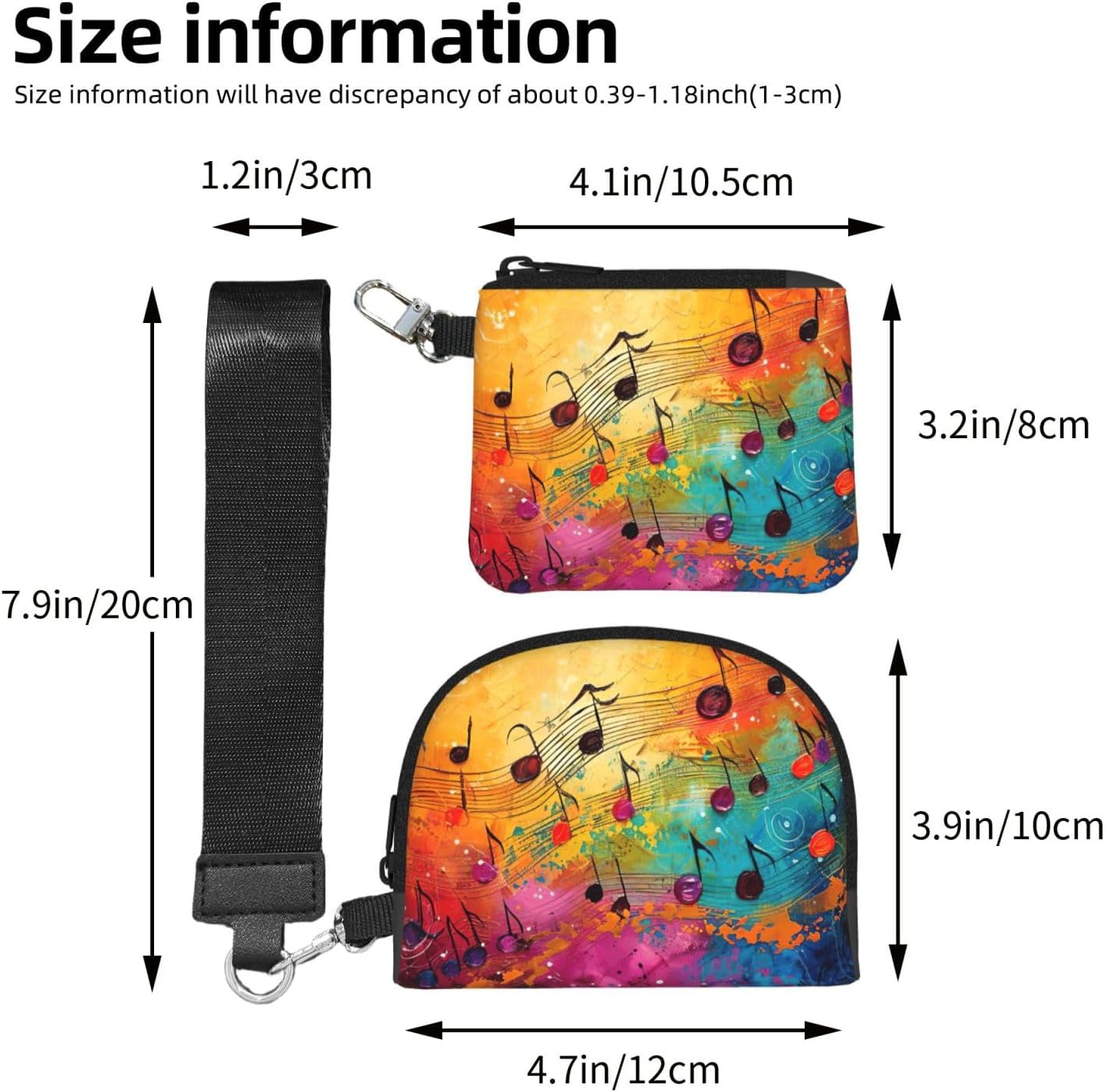 Colorful Music Notes Print Portable Wrist Strap Lightweight Outdoor Sports Bag Running Cycling Hiking image 3