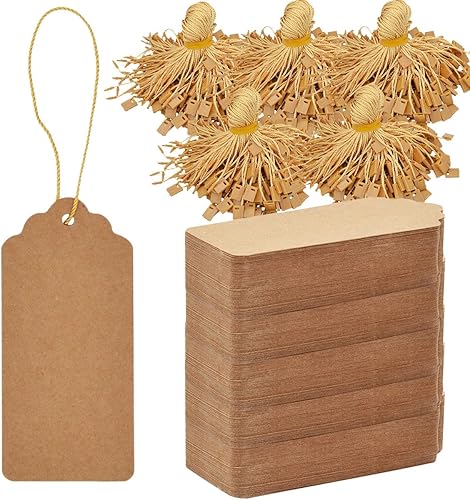 1000 etiquetas colgantes de papel Kraft, color marrón, grande, ideal para ropa y regalos