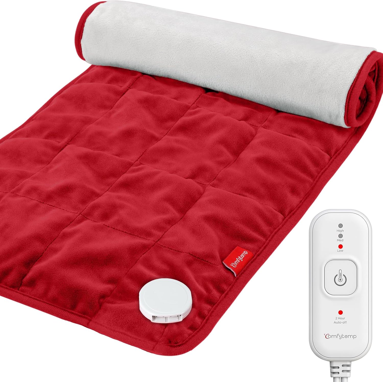 Comfytemp Weighted Heating Pad for Back & Period, FSA Eligible Electric Heat Pad, Birthday Gifts for Women Men Mom Dad & Mother Day Gift, 2.2 lb HSA Neck Shoulder Heated Pad, 2H Auto-Off, 12x24, Pink