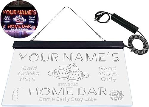 Vista 101 de ADVPRO - Letrero de luz LED de neón de doble color para el hogar, personalizado, con texto en inglés con «tu nombre y año de fundación», letrero