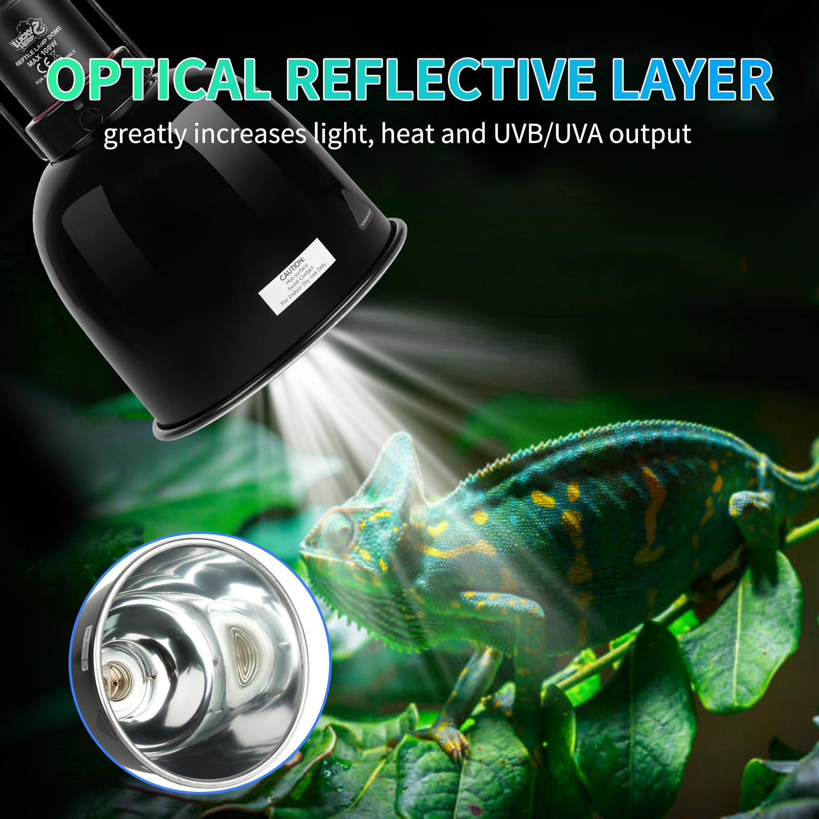 LUCKY HERP Reptile Light Fixture with Dimming Thermostat & Timer, Aluminum 5.5inch Deep Dome Reptile Lamp Fixture, Heat Lamp Fixture for UVB Bulb Basking Heat Bulb, Max 100W - image 2