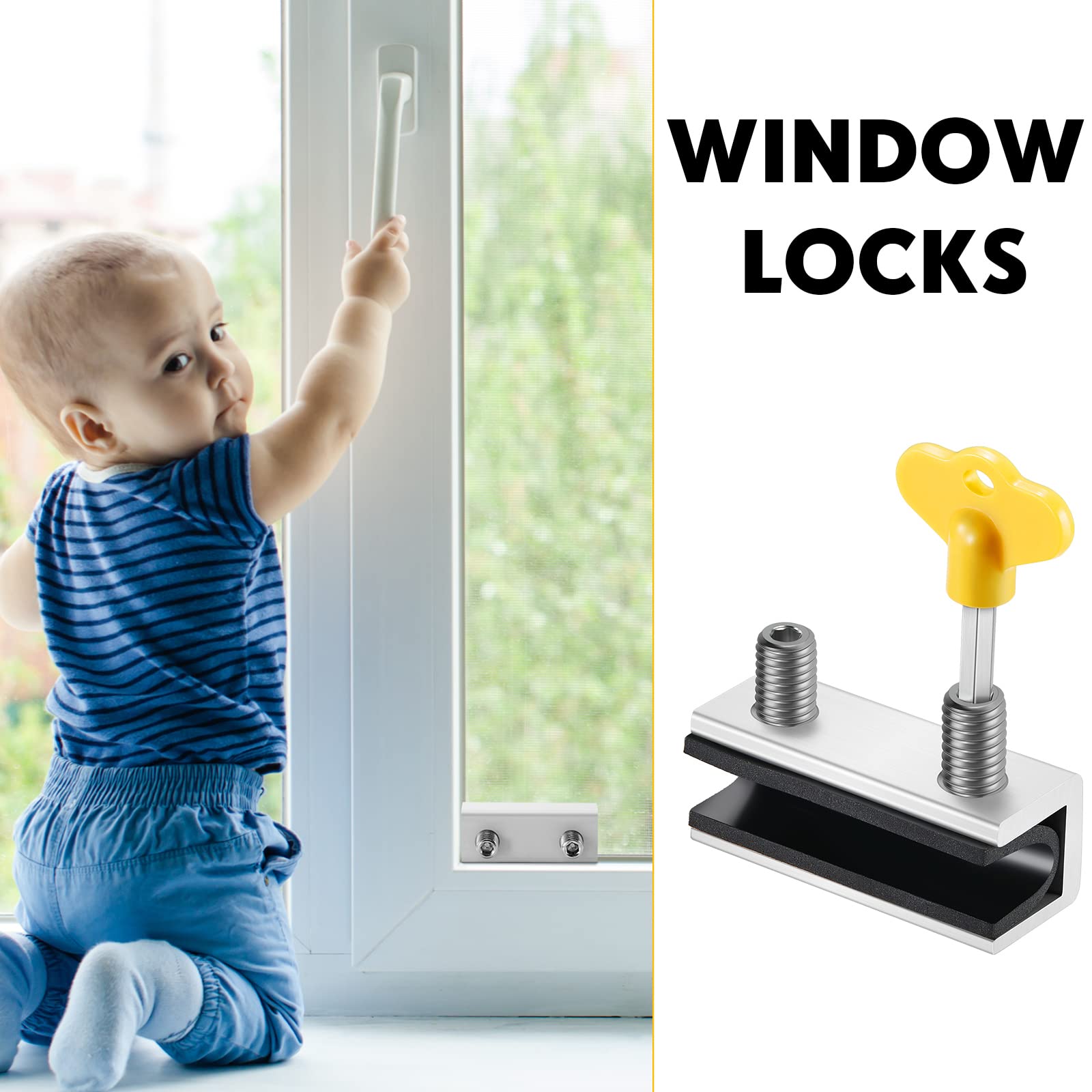 12 Pack Sliding Window Locks Bulk with Key Window Security Bars ...