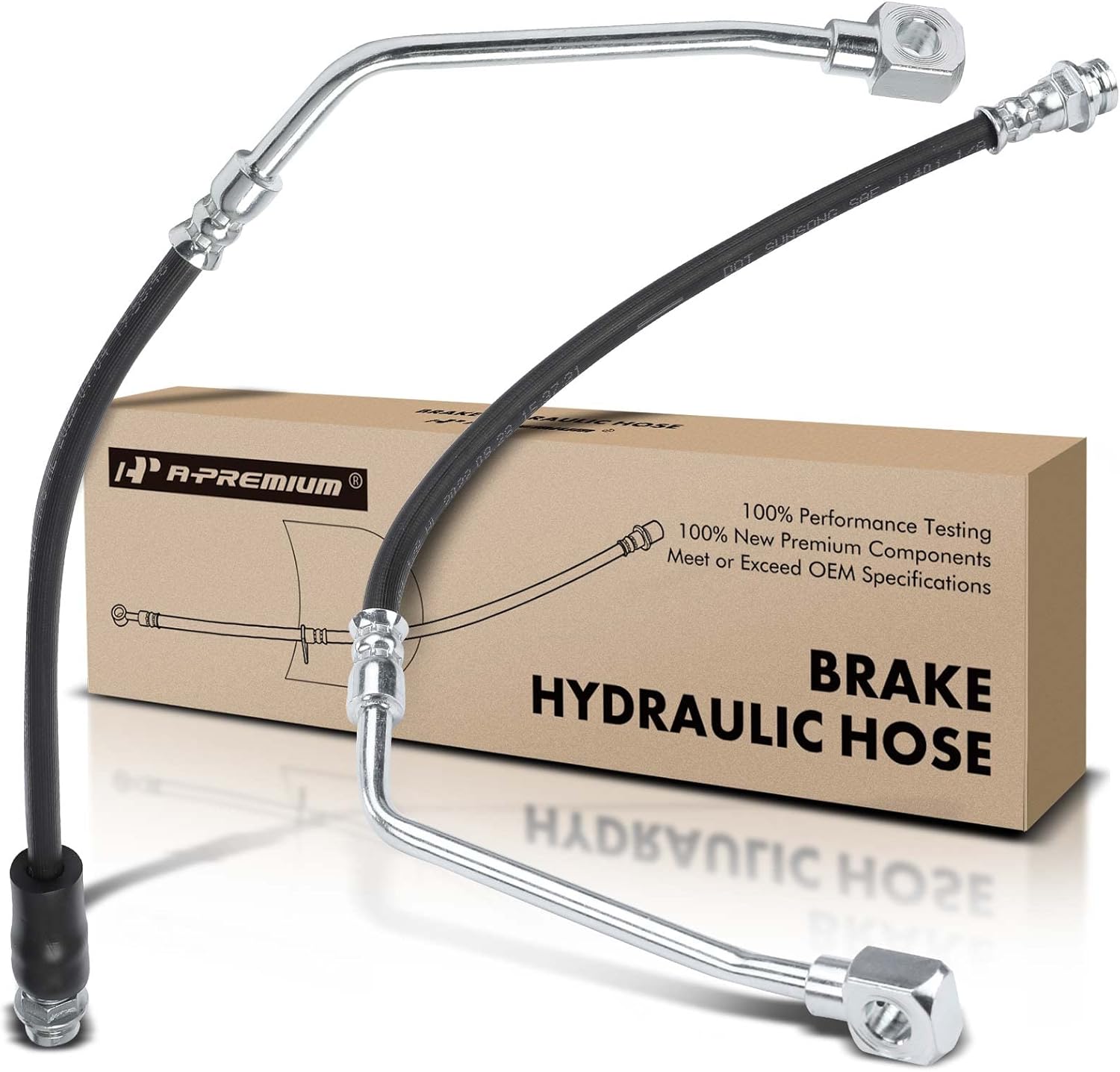 A-Premium Front Brake Hydraulic Hoses Compatible with Chevy, GMC and Cadillac Models - Tahoe 1995-2000, Yukon 1992-2000, Escalade 1999, Blazer 1992-1994, K1500, K2500, K1500/K2500 Suburban, Pack of 2