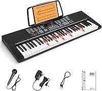 Vangoa VGK610 61-Key Lighted Keyboard Piano for Beginners - 350 Tones, 3 Teaching Modes, Portable Mini Keys, Microphone Included