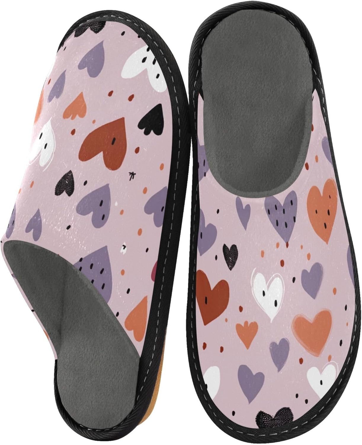 Valentine's Heart House Slippers – Cozy Fuzzy Slippers for Guests, Washable & Disposable, Perfect for Shoeless Home, Spa & Hotel Use A110775