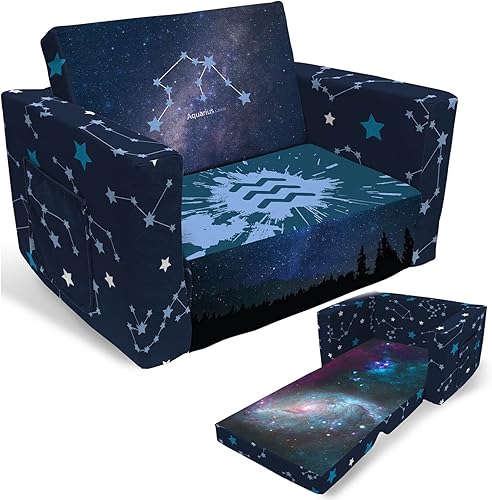 Miniatura 28 de Sofá y tumbona convertible 2 en 1 para niños, sofá abierto con cielo estrellado, silla para niños y niñas 09.23 - 10.22 (Libra),01.20 - 02.18