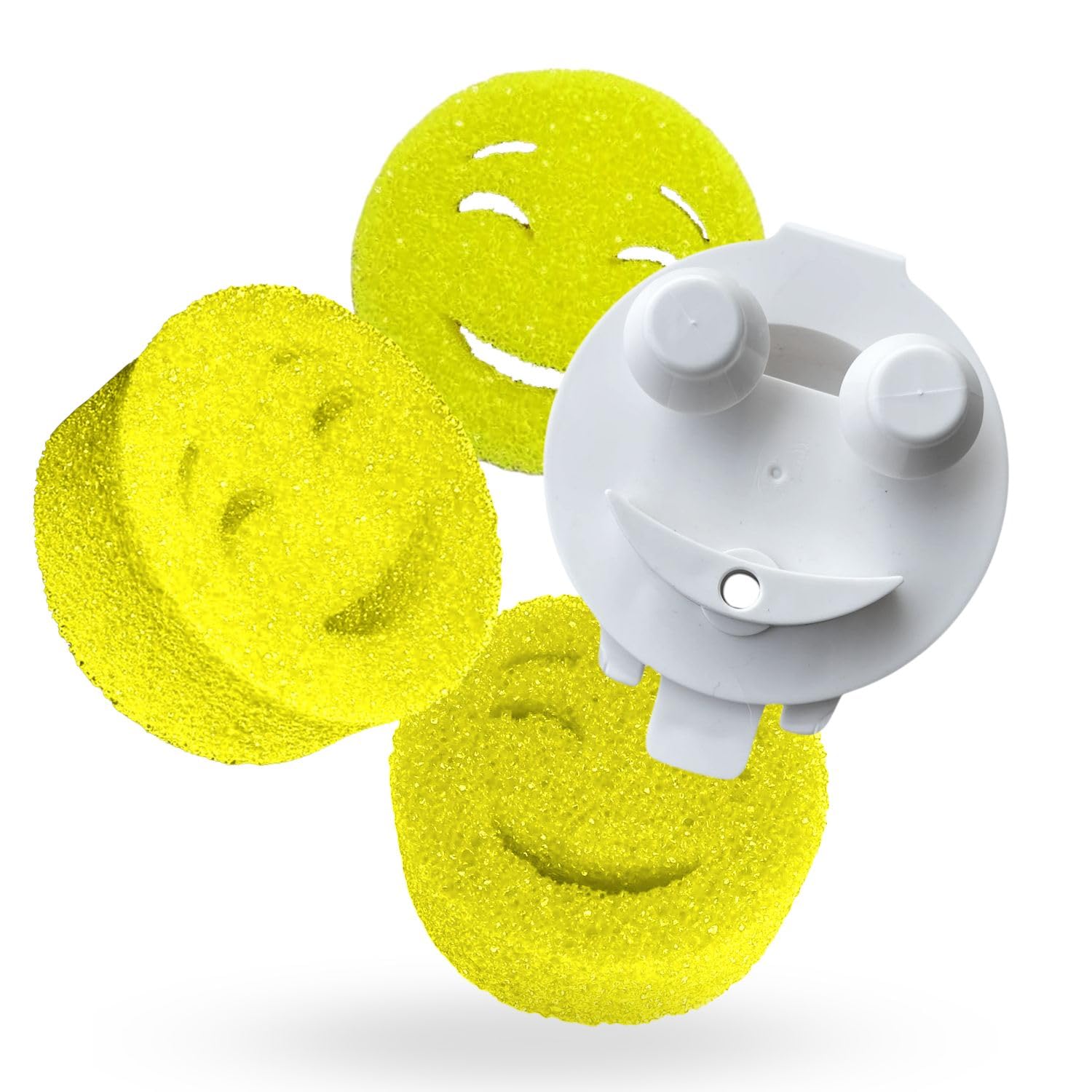 Smilyeez Smile Head for Scotch Brite Dishwand with Yellow Scrub Moji Sponges