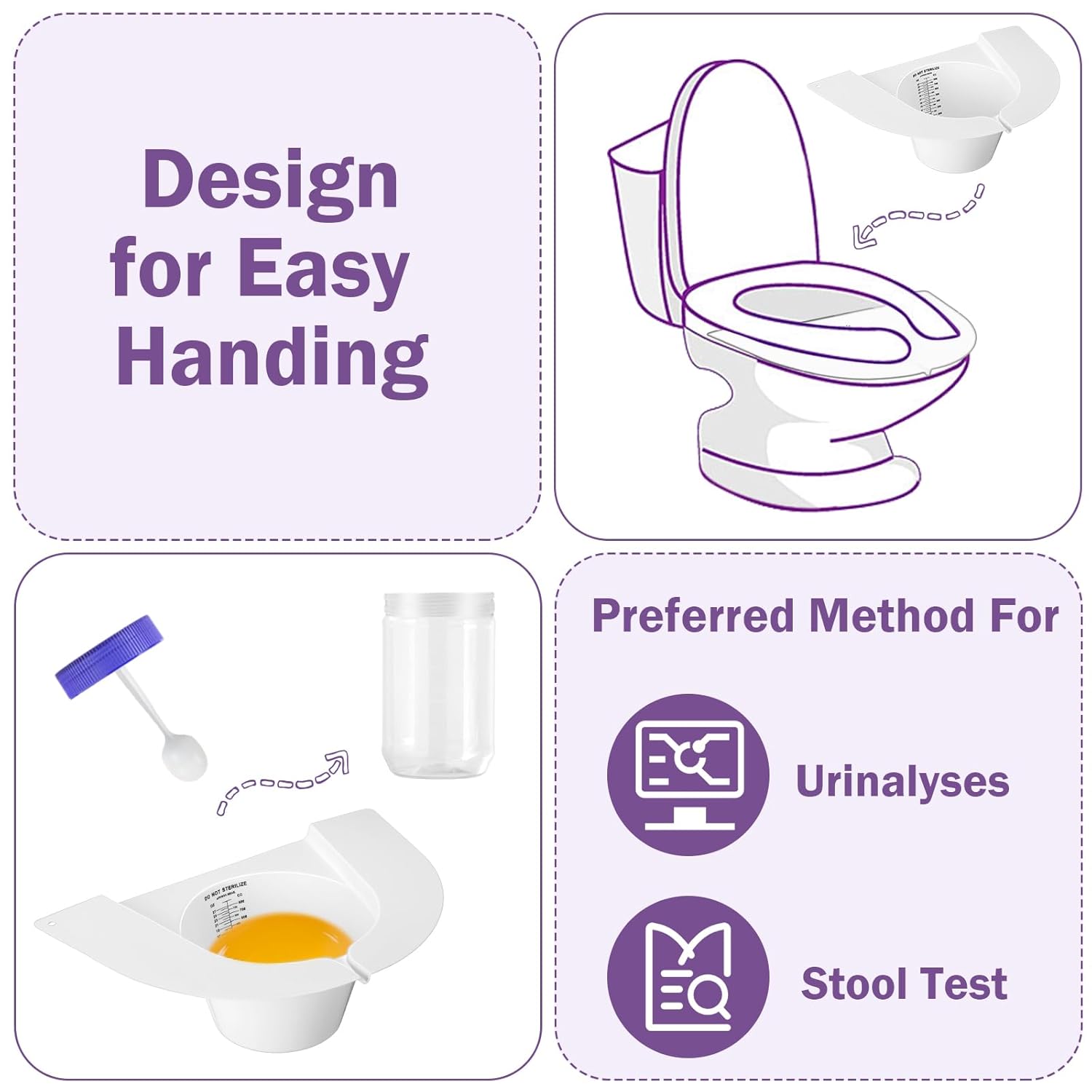 TrelaCo 25 Pcs Urine Hats for Toilets Stool Sample Collection Kit Urine Collection Hat Collector Specimen Cups Pee Sample Cup Containers for Women and The Elderly, 27oz/ 800cc