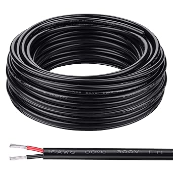 16 Gauge Wire 2 Conductor Electrical Wire 16AWG Electrical Wire Stranded PVC Cord Oxygen-Free Copper Cable 100FT/30M for Low Voltage Landscape Lighting UL Listed (16AWG 100Ft)