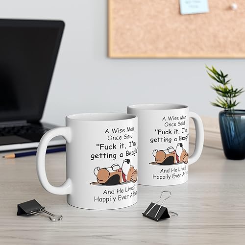 Miniatura 5 de Taza divertida para mujeres dueñas de mascotas  Taza para café A Wise Woman Once Said, blanca, 325 ml., Beagle - Sabio hombre 1