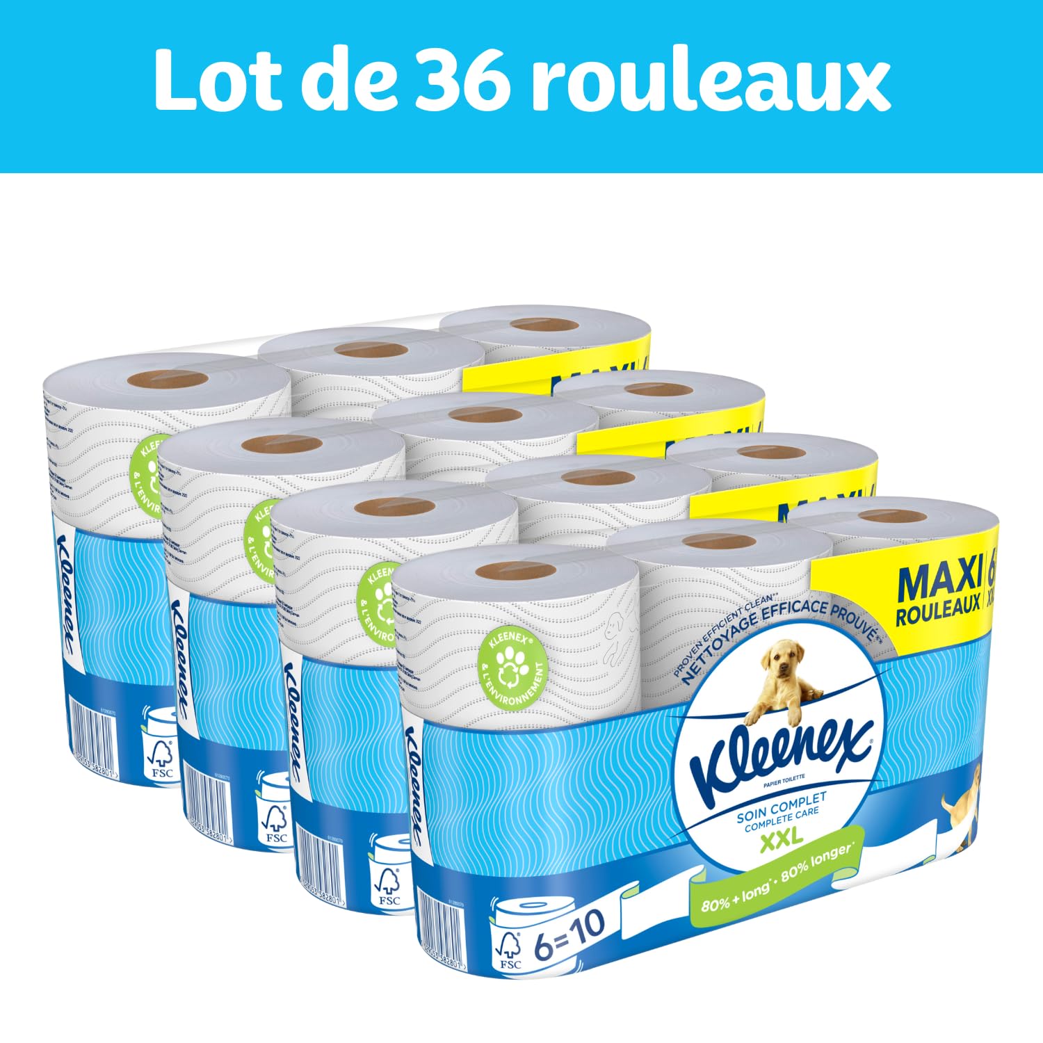 Kleenex - Papel higiénico de cuidado completo, XXL P6 (x6)