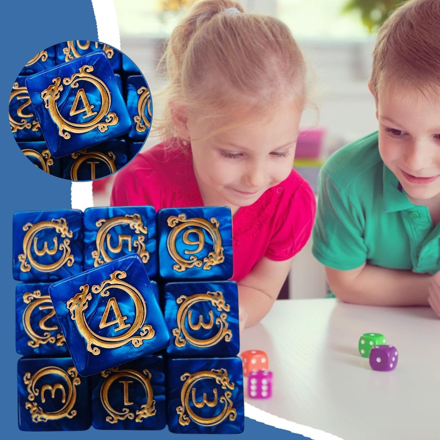 Polyhedral Dice Set, Dragon Pattern Dice, 10x Creative Table Role Playing Toy with Mythical Artwork Style, Desk Car Decor Accessories, for Kids Adults Game Play Collection Use