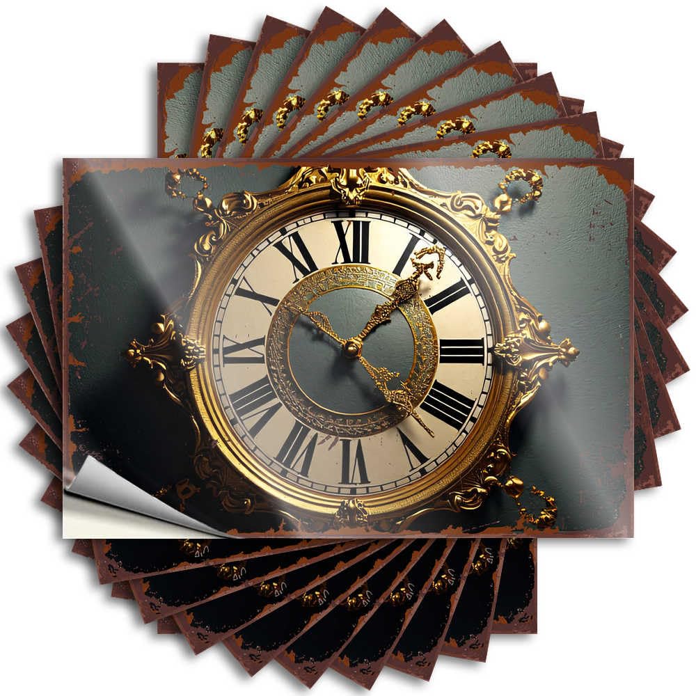 Funny Bathroom Decor Motorcross Quote - Golden Ornate Clock with Roman Numerals Against Dark Background Garage Waterproof Vinyl Sticker(12X18CM)