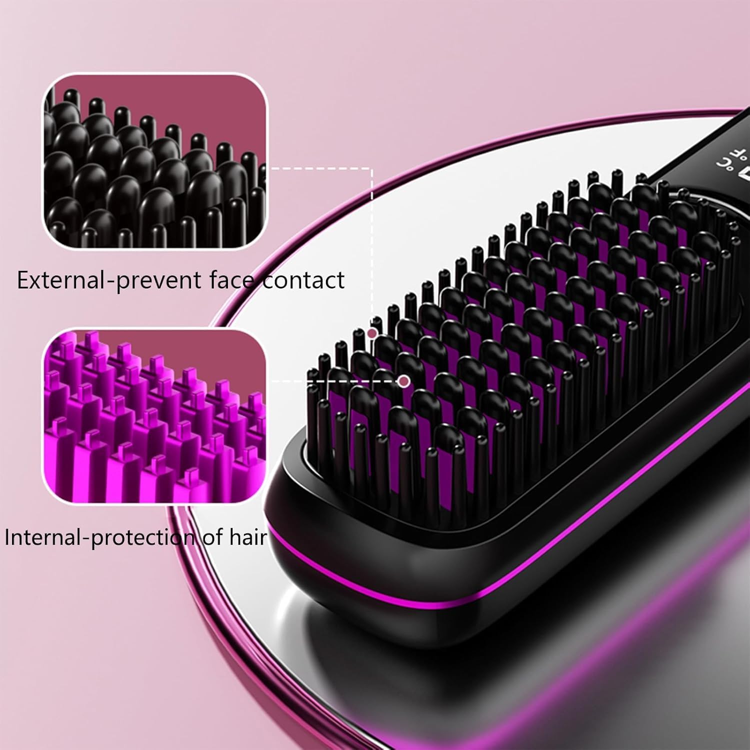 Go Brush Pro Hair Straightener, Cordless Ionic Comb with 6000mAh Battery, Fast Heating, Portable Travel Design, Rechargeable Straightening and Curling Brush, White