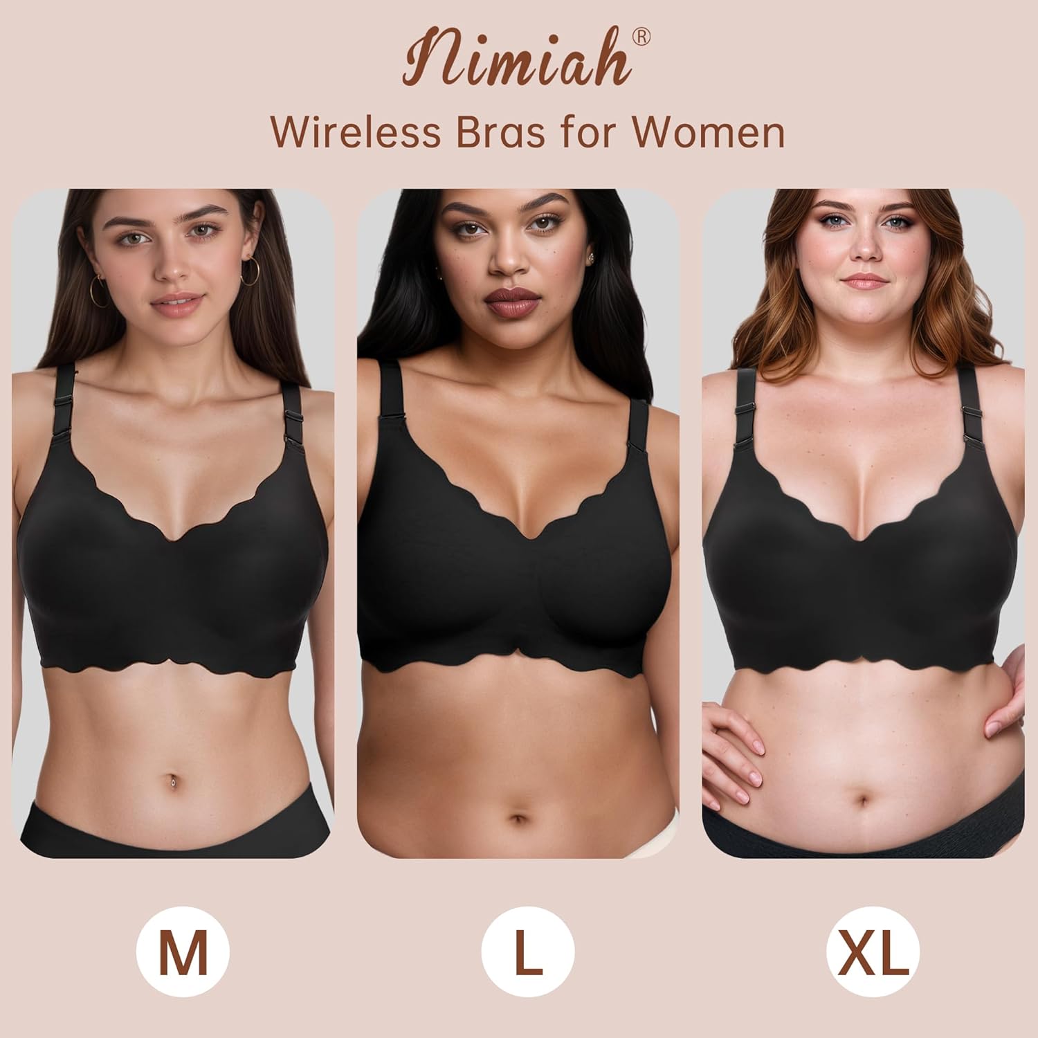 Nimiah Womens Bras No Underwire - Buttery Soft Comfortable Seamless Bralette Scalloped Full Coverage Everyday Tshirt Bra - Image 5