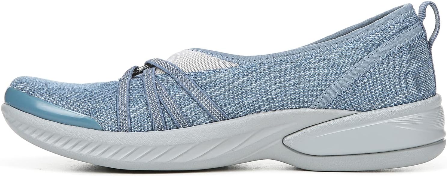 BZees LifeStride Women's Niche Slip-On Comfort Ballet Flat ,Washed Denim Fabric,6.5 Wide