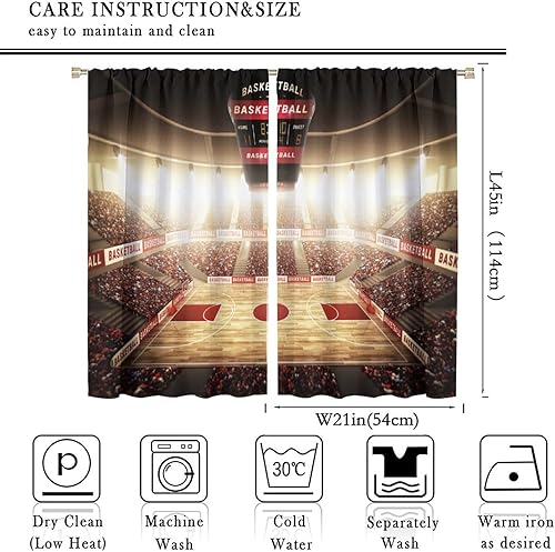 Vista 50 de Boys Sports Curtains Basketball Football Baseball Flame Pattern Printed Curtains Kids and Teenagers' Bedroom Living Room Blackout Curtains W42 * L54