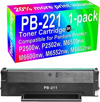 1-Pack Black Compatible High Yield PB-211 Imaging Toner Cartridge Replacement Use for Pantum P2500w P2502w M6550nw Printer
