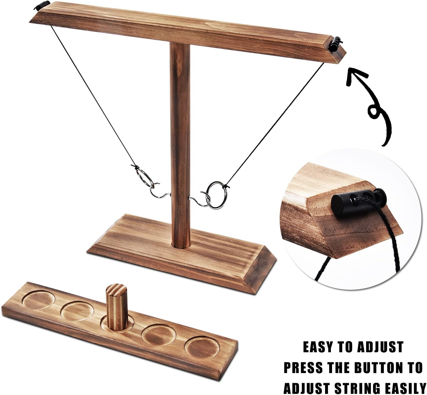 Ring Toss Game for Adults, Wooden Ring Toss Game with Shot Ladder,Battle Hook and Ring Game Set for Bars, Home, Party, 100% Handmade 15.8" X 13" Large Size : Sports & Outdoors