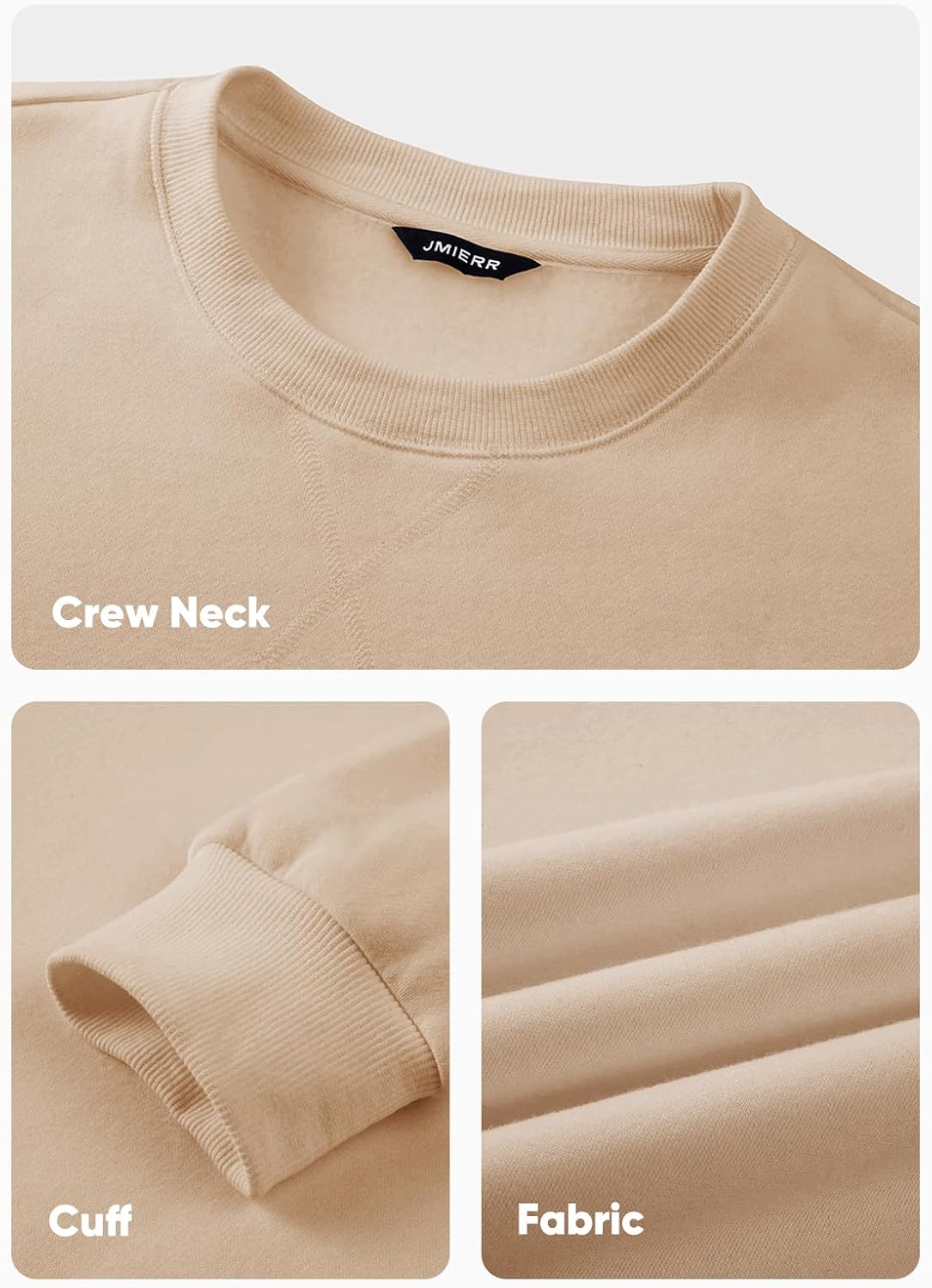 JMIERR Men's Fleece Crewneck Sweatshirt Casual Long Sleeves Cotton Warm Basic Pullover Fashion Shirts - Image 4