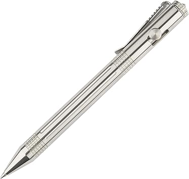 SMOOTHERPRO Bolt Action Pen Stainless Steel Pen with Decent Durable Stainless Steel Pen Clip Military Design for EDC Outdoor Office Tremor Parkinson Arthritic Signature SST331