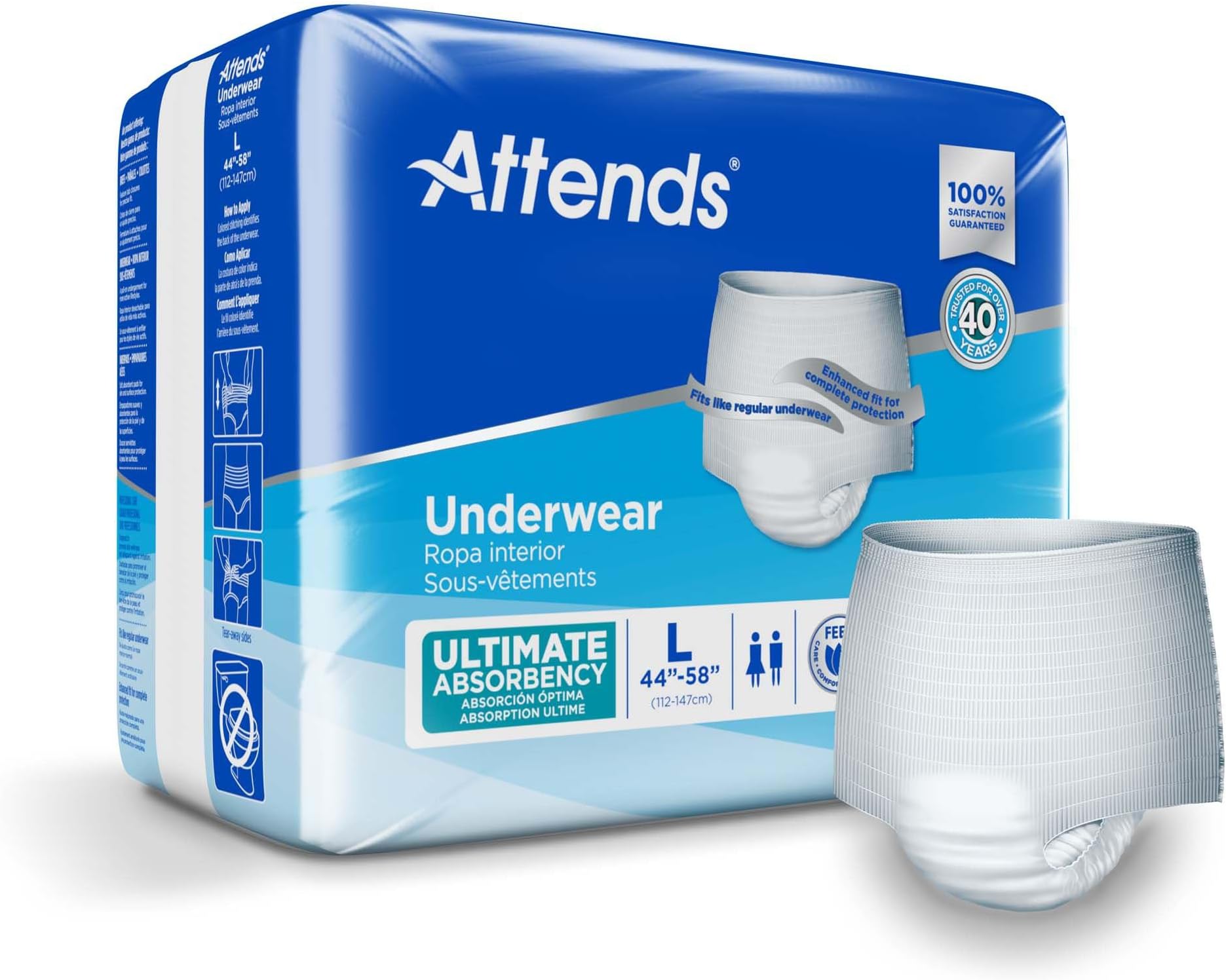 Underwear Super Plus Absorbency - Large 44" - 58" - 18 Count