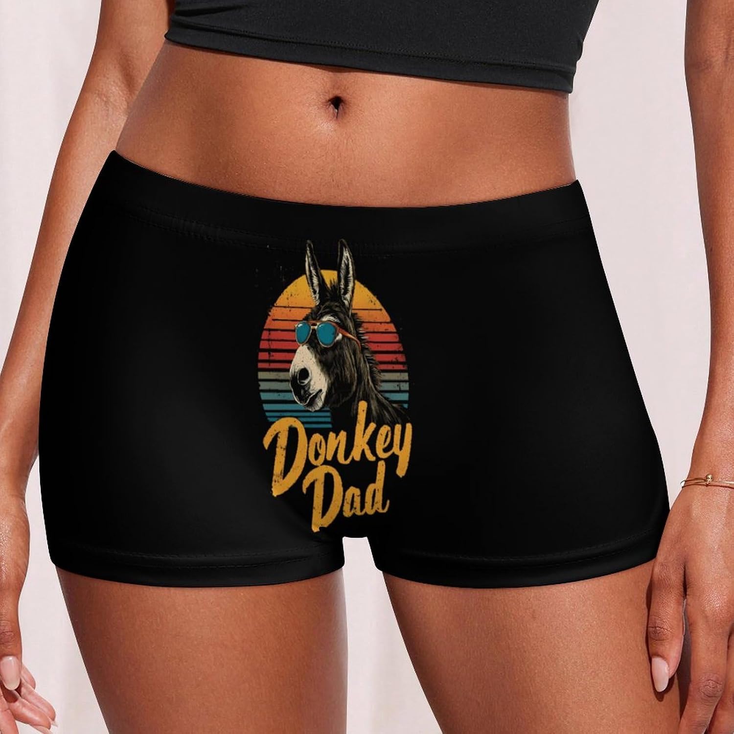 Vintage Donkey Dad Fashion Women's Boxer Briefs Breathable Underpants Trunks Stretch Underwear