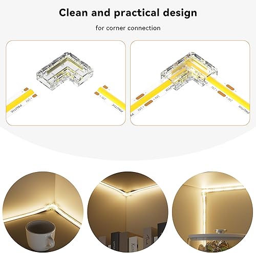 Miniatura 2 de PAUTIX 8mm Conectores COB de 2 pines 8 piezas, Conectores en forma de L/de esquina, Adaptador de terminal de extensión sin soldadura reutilizable, 2