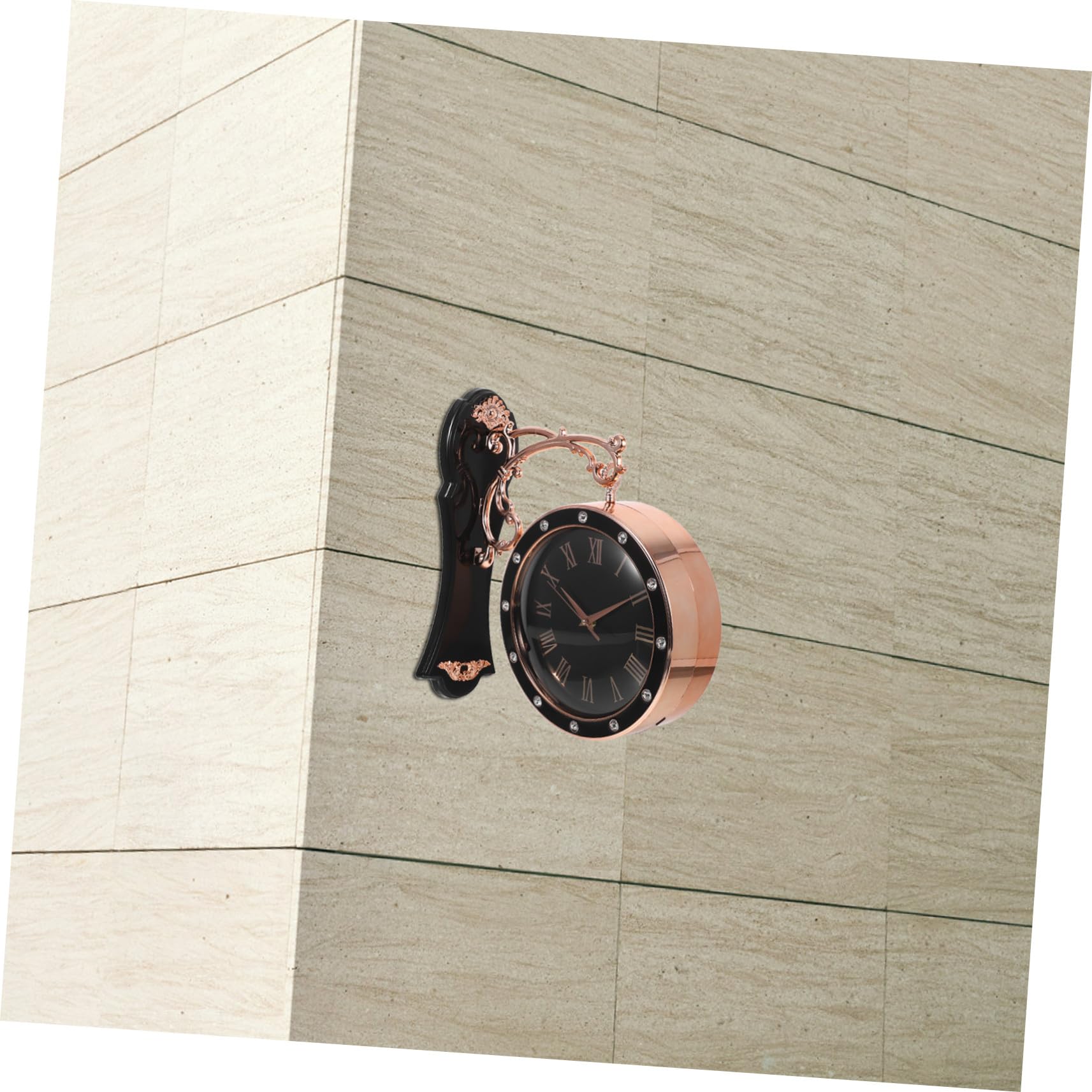 DOITOOL Reloj de Pared Grande Doble Cara Silencioso Estilo Europeo para Interior y Exterior Decoración para Salón Oficina y Porche Negro