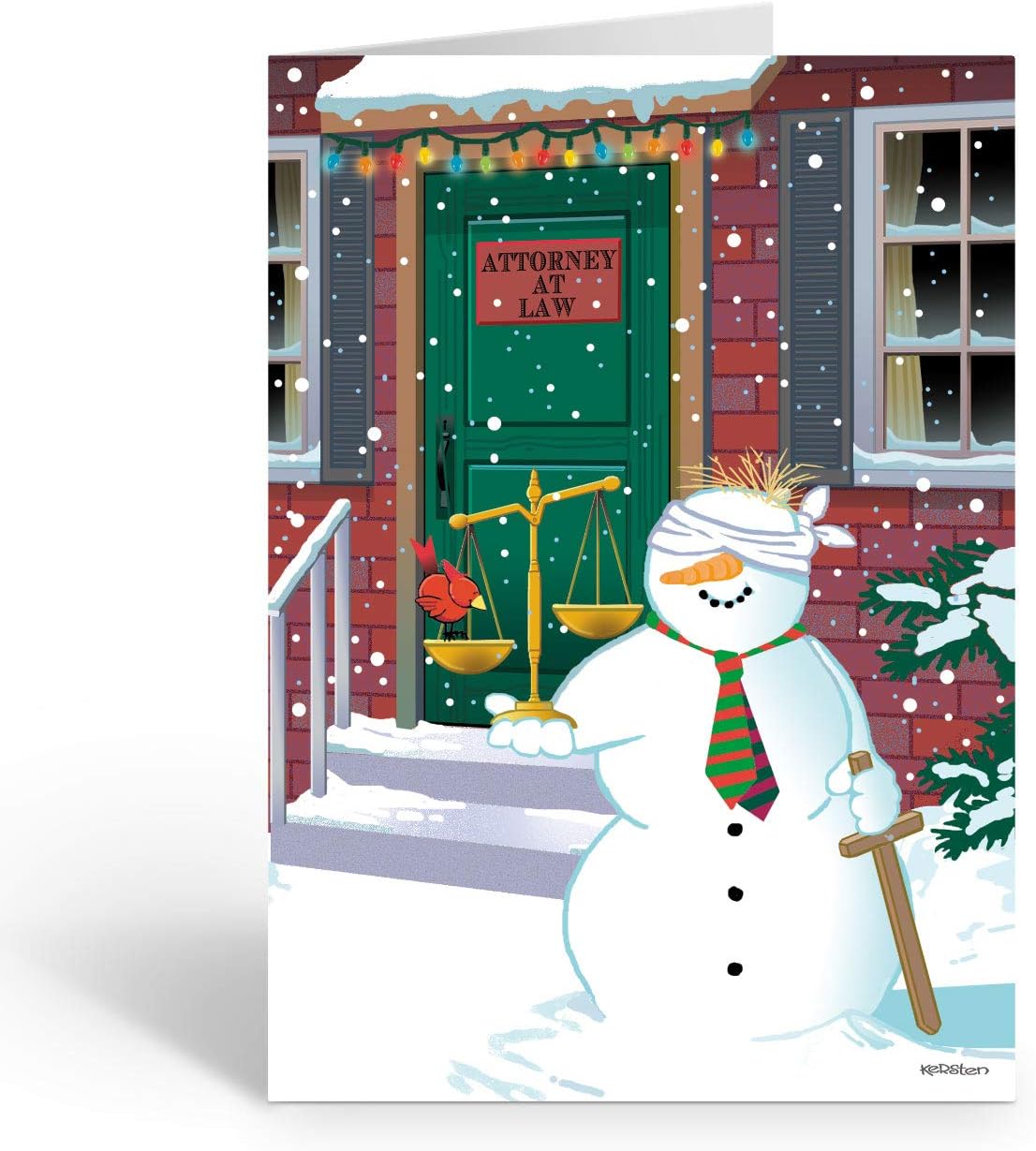 Attorney Theme Holiday Card - 18 Attorney Christmas Cards & Envelopes (Snowman)